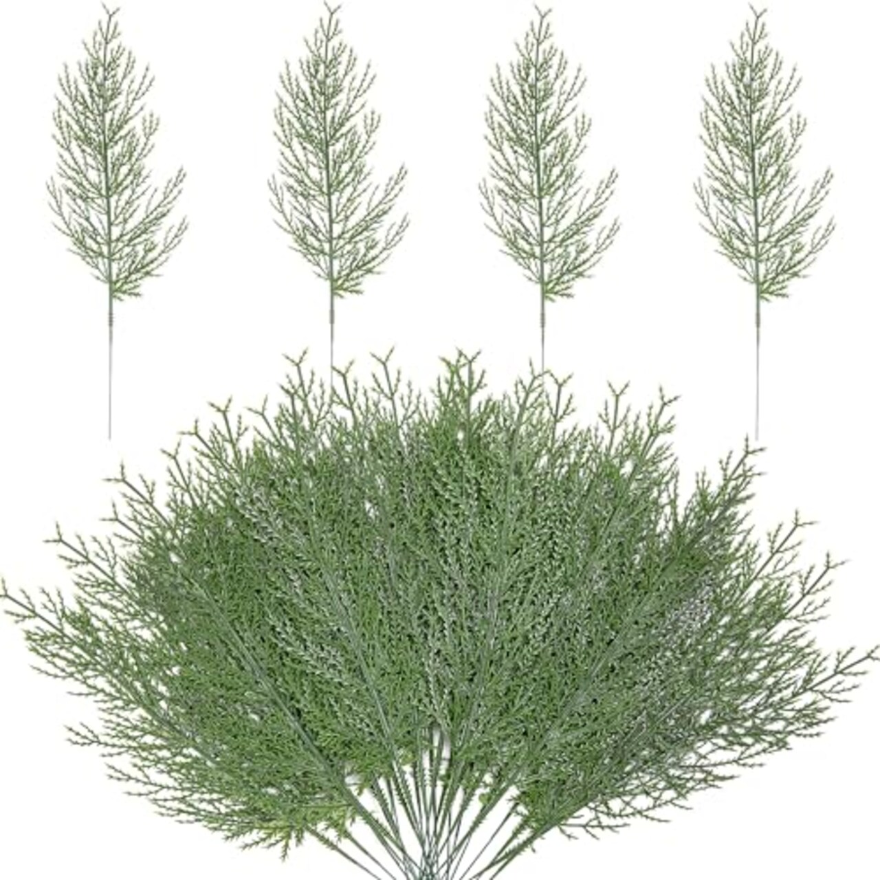 Alpurple 60 Pcs Artificial Pine Branches- 13.7 Inches Fake Greenery Pine  Sprigs- Plastic Faux Pine Picks for Christmas DIY Garland Wreath Floral  Home Garden Decoration